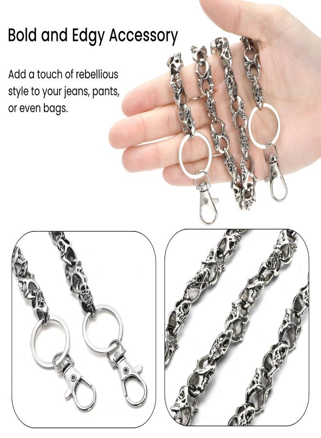 Nagpew 2 Pieces Skull Wallet Chain, Vintage Skull Jean Chain with Lobster Clasps, Metal Skeleton Biker Keychain Belt Loop Chain for Men Women Unisex - Image 3